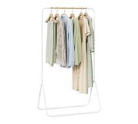 WOLTU Burro Ropa, Perchero Colgador, Perchero de Metal, Ahorra Espacio, Burro Ropa para Recibidor, Dormitorio y Salon, Tubos Resistentes, Blanco, 80 x 45 x 145cm