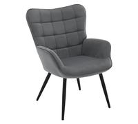 WOLTU Butaca de Salón, Sillón Relax Moderno, Silla Individual para Dormitorio y Tocador, Patas Metálicas, Silla Cómoda con Orejas para Lectura u Ocio, 63x68x87 cm, Gris Oscuro, SKS31dgr