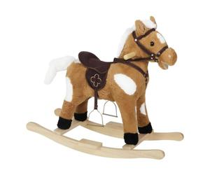 WOLTU Caballito Balancín, Caballo de Peluche | Para Bebés y Niños de 1-3 Años, con Sonidos, Cola y Boca Móviles, Asas y Pedales, 74x34x65 cm