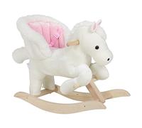 WOLTU Caballito Balancín Infantil, Caballo de Juguete con Sonidos para Niños de 18-36 Meses, con Cinturón de Seguridad, Caballo Juguete Peluche con Asas, 70x32x57 cm, Blanco y Rosa