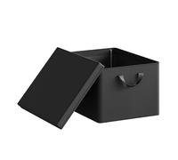 WOLTU Cajas de Almacenamiento Plegables, Cajas Almacenajes Ropa con Tapa y Asas, Caja Tela Almacenaje para Armario, Cubos de Almacenamiento de Ropa Plegables, Negro, 1 Piezas, 43x33x26cm