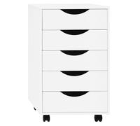 WOLTU Cajonera de Escritorio con 5 Cajones, Armario Archivador con Ruedas, Cajonera Rodante para Despacho, Cómoda Móvil, Mueble Archivador Oficina y Estudio, Blanco, 40x40x66,5 cm, ASK14ws