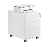 WOLTU Cajonera de Oficina Armario Archivador Móvil con Cerradura, Cajonera con Ruedas para Archivos A4 Carpetas Colgantes, Mueble Archivador Metálico para Oficina, Blanco SK024ws