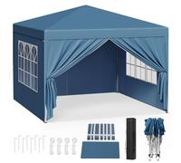 WOLTU Cenador Plegable 3x3m con 4 Paredes Laterales Azul | UPF 50+ UV, impermeable, altura ajustable, estable, con bolsa transporte, Playa