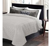 WOLTU Colcha de Cama con Estampado geométrico para Dormitorio, Suave y Agradable al Tacto, de Microfibra con ultrasonidos, Cosida por ultrasonidos, edredón para Cama, 220 x 240 cm, Color Gris Claro