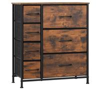 WOLTU Cómoda de Tela con 7 Cajones, Gran Capacidad, Marco de Metal Estable, para Salón, Dormitorio, Pasillo, Marrón-Negro Vintage, 63,5x30x73cm, SSK008shm