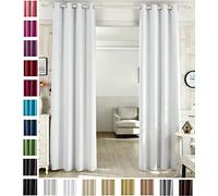 WOLTU Cortina Opaca con Ojales 1 Pieza Cortinas Térmicas Aislantes Moderna Decoración Ventanas para Dormotorio Habitacion Sala Salon 135x225 cm Blanco