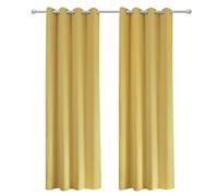 WOLTU Cortina Opaca con Ojales 2 Piezas Cortinas Térmicas Aislantes Moderna Decoración Ventanas para Dormotorio Habitacion Sala Salon 135x225 cm Amarillo