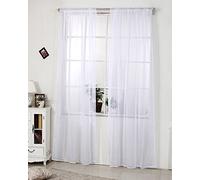 WOLTU Cortinas Claras para Ventana salón habitación y Dormitorio 1 Pieza 140x145 cm Blanco