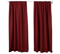 WOLTU Cortinas Opacas Gruesas con cordón 2 Piezas, 135x225cm, Burdeos