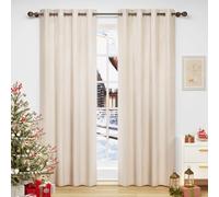 WOLTU Cortinas Opacas Terciopelo Aislantes 2 Piezas 140 x 270 cm Cortina Moderna Térmica con 8 Ojales para Salon Habitacion Dormitorio Beige
