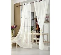 WOLTU Cortinas Transparente con Ojales Bufanda para adornar Ventana salón habitación y Dormitorio Moderno Anti-UV Respirable 140x225cm (1 Pieza) Color Crema
