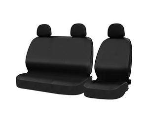 WOLTU Cubiertas de Asientos de automóvil universales para Furgonetas, 1 + 2 Fundas de Asiento de Cuero Negro