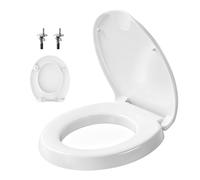 WOLTU Elevador Asiento Inodoro de Cierre Lento, Asiento Elevado de Inodoro en 5 cm, Tapa Wc Universal de Duroplast Blanco, Adaptable a Taza Tipo O Estándar, Limpieza Fácil, Carga 300 kg