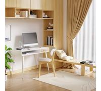 WOLTU Escritorio Blanco con Cajón y Estante - Mesa Ordenador Compacta para Hogar/Dormitorio - 110x50x75cm - Estructura Metal + Madera