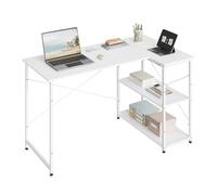 WOLTU Escritorio de Oficina con Estantería y Almacenamiento, Blanco Brillante, Mesa Estudio Multifuncional para Ordenador, Dormitorio, Estudio, 120x73x72 cm