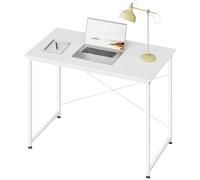 WOLTU Escritorio de Trabajo, Mesa de Ordenador, Blanca | Con Soporte Metálico, para Estudio, Oficina y Dormitorio, Madera + Metal, 100x50x75 cm