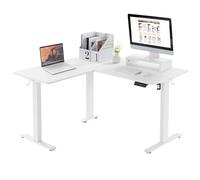 WOLTU Escritorio Elevable Electrico en Altura en Forma L, Mesa Ordenador Blanco con Tablero de 140x120 cm, Escritorio Esquinero con Funciones de Memoria y Anticolision