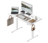 WOLTU Escritorio Elevable Eléctrico Regulable Altura 72-118 cm, con Memoria y Protección Anticolisión, con 2 Ganchos, para Oficina, Gaming o Estudio, Blanco, 120x60 cm