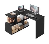 WOLTU Escritorio en Forma L, Mesa Escritorio con Estantes Abiertos, Mesa Esquinera de Ordenador, 120x100x75 cm, para Estudio, Oficina en Casa, Gaming y Trabajo, Negro