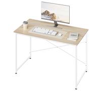 WOLTU Escritorio, Mesa de Ordenador, 120x60x75 cm, Escritorio Oficina con Soporte Metálico, Mesa de Trabajo para Estudio Oficina y Dormitorio, Madera + Metal, Roble Claro + Blanca