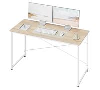 WOLTU Escritorio, Mesa de Ordenador, 140x60x75 cm, Escritorio Oficina con Soporte Metálico, Mesa de Trabajo para Estudio Oficina y Dormitorio, Madera + Metal, Roble Claro + Blanca