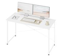 WOLTU Escritorio, Mesa de Ordenador, 140x60x75 cm, Escritorio Oficina con Soporte Metálico, Mesa de Trabajo para Estudio Oficina y Dormitorio, Madera + Metal, Blanca