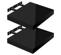 WOLTU Estante de Pared Juego de 2 Estante Flotante Libre de CD DVD Libro Tablero de Madera 30x22,9x3,8cm, Negro, RG9489sz-2