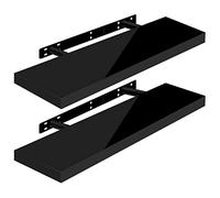 WOLTU Estante de Pared Juego de 2 Estante Flotante Libre de CD DVD Libro Tablero de Madera 70x22,9x3,8cm, Negro, RG9479sz-2