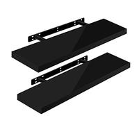 WOLTU Estante de Pared Juego de 2 Estante Flotante Libre de CD DVD Libro Tablero de Madera 80x22,9x3,8cm, Negro, RG9480sz-2
