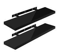 WOLTU Estante de Pared Juego de 2 Estante Flotante Libre de CD DVD Libro Tablero de Madera 90x22,9x3,8cm, Negro, RG9481sz-2