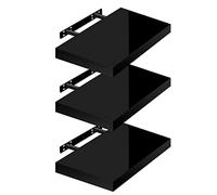 WOLTU Estante de Pared Juego de 3 Estante Flotante Libre de CD DVD Libro Tablero de Madera 25x22,9x3,8cm, Negro, RG9488sz-3