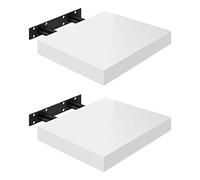 WOLTU Estante de Pared Tablero de Pared Volato Juego de 2 Estante Flotante Libre Estante de CD DVD Estante de Libro Tablero de Madera 25x22,9x3,8cm, Blanco, RG9488ws-2