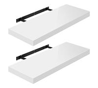WOLTU Estante de Pared Tablero de Pared Volato Juego de 2 Estante Flotante Libre Estante de CD DVD Estante de Libro Tablero de Madera 70x22,9x3,8cm, Blanco, RG9479ws-2