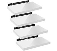 WOLTU Estante de Pared Tablero de Pared Volato Juego de 4 Estante Flotante Libre Estante de CD DVD Estante de Libro Tablero de Madera 50x22,9x3,8cm, Blanco, RG9477ws-4
