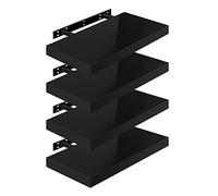 WOLTU Estante de Pared Tablero de Pared Volato Juego de 4 Estante Flotante Libre Estante de CD DVD Estante de Libro Tablero de Madera 50x22,9x3,8cm, Negro, RG9477sz-4