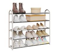 WOLTU Estante de Zapatero, 5 Estantes para 16 Pares de Zapatos, Zapatero para Entrada Recibidor Dormitorio, 79x19,5x79 cm, Crema