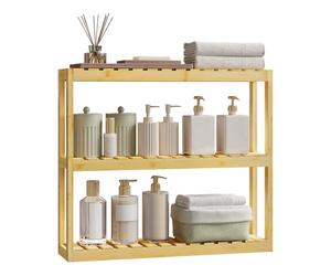 WOLTU Estantería Bambú 3 Niveles, Mueble Baño con Estante Ajustable, Estanteria Almacenaje en Pared o Suelo, para Baño, Cocina y Entrada, 60x15x54 cm