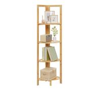 WOLTU Estantería Bambu de Baño de 4 Niveles, Estanteria Esquina Plegable de Almacenaje y Decoración Antihumedad y Transpirable, para Baño/Cocina/Salón, 27x27x120 cm