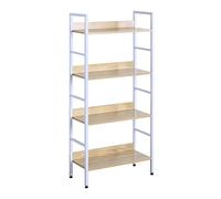 WOLTU Estantería con 4 Escalera Esquina Estante de Almacenamianto de Madera Acero Roble Claro+ Blanco 60x27,5x126cm RGB9304hei