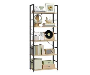 WOLTU Estantería con 5 Escalera Soporte de la Planta Estante de Almacenamianto de Madera de AceroRoble Claro+ Negro 60x28x148cm RGB9308hei