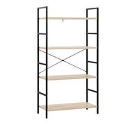 WOLTU Estantería de 4 Niveles, Librería Madera, Estante Almacenaje, Estanteria para Oficina, Salón, Estudio y Cocina, Marco de Metal, Roble Claro + Negro