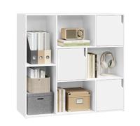WOLTU Estantería de 8 Cubos, Librería de 3 Niveles con 3 Puertas, Estantería Separador de Ambientes, para Salón, Dormitorio, Pasillo, Oficina en Casa, Blanco, SK056ws