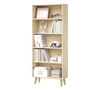 WOLTU Estanteria de Almacenamiento 5 Niveles, Libreria para Estudio, Estanteria para Salón, Dormitorio y Oficina, 60x24x144 cm, Roble Claro