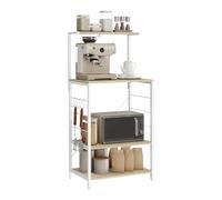 WOLTU Estantería de Cocina con 3 Escalera Metálico de Almacenamiento Soporte de Planta para Organizar Baño Salón 60x40x123cm Roble Claro + Blanco
