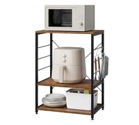 WOLTU Estantería de Cocina de Microondas de Madera y Acero con 3 Estantes 60 x 40 x 82 cm, Marrón Rústico