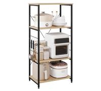 WOLTU Estantería de Cocina para Microondas de Metal y Madera, con 4 Estantes Aprox.60 x 40 x 123,5 cm Roble + Negro