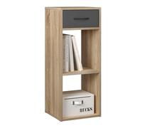 WOLTU Estanteria de Libros de 3 Niveles, Libreria Estanteria con Cajón y 2 Compartimentos Abiertos, Biblioteca Estanteria para Estudio, Oficina y Dormitorio, 32,4x30x80 cm, Roble Claro, SK055hei