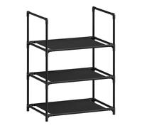 WOLTU Estantería de Zapatos, Zapatero de 3 Niveles, Organizador de Zapatos para Pasillo, Salon y Pasillo, Estantes de Metal, Estantes Estrechos y Extraíbles, 41x28x55 cm, Negro