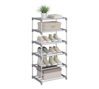 WOLTU Estantería de Zapatos, Zapatero de 6 Niveles, Organizador de Zapatos para Pasillo, Salon y Pasillo, Estantes de Metal, Estantes Estrechos y Extraíbles, 42 x 30 x 88 cm, Gris